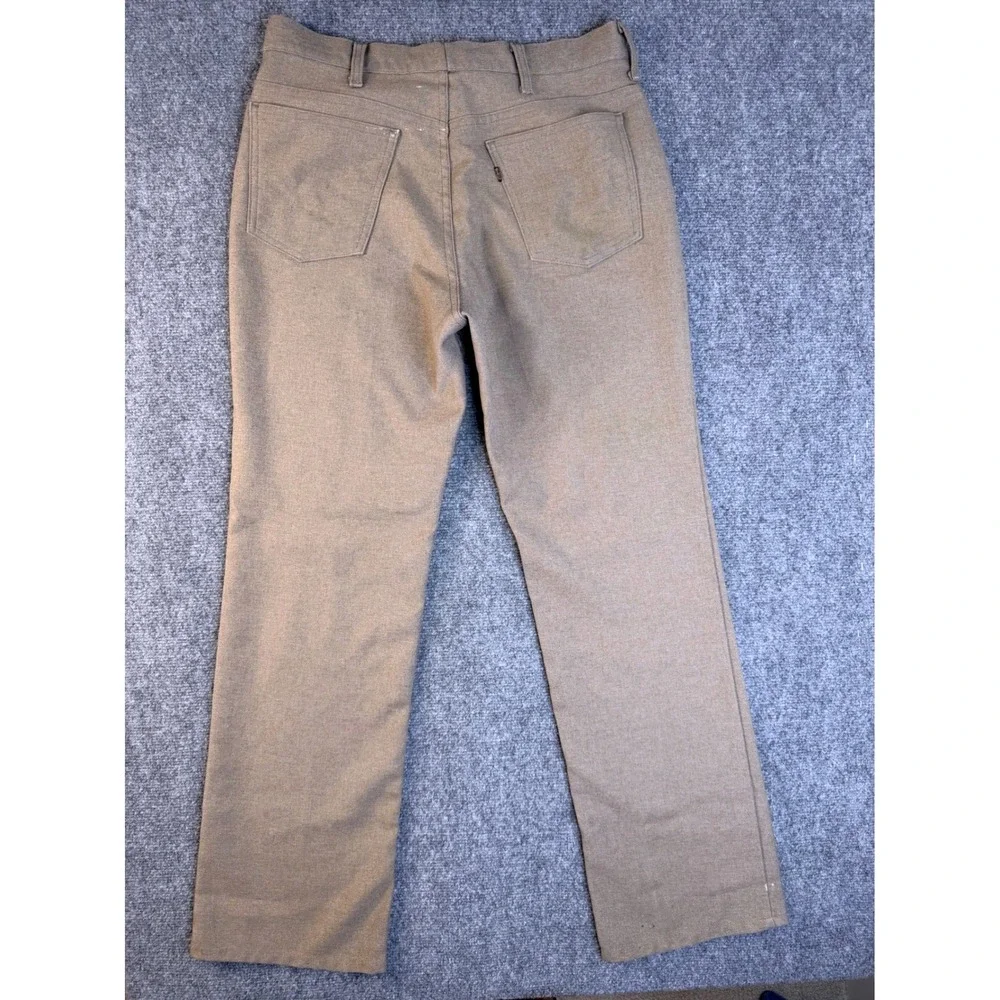 Vintage Levis Action Slacks Mens 36x34 Tan Brown Polyester Workwear‎ USA Made